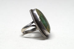 Bold Green Turquoise and Silver Ring