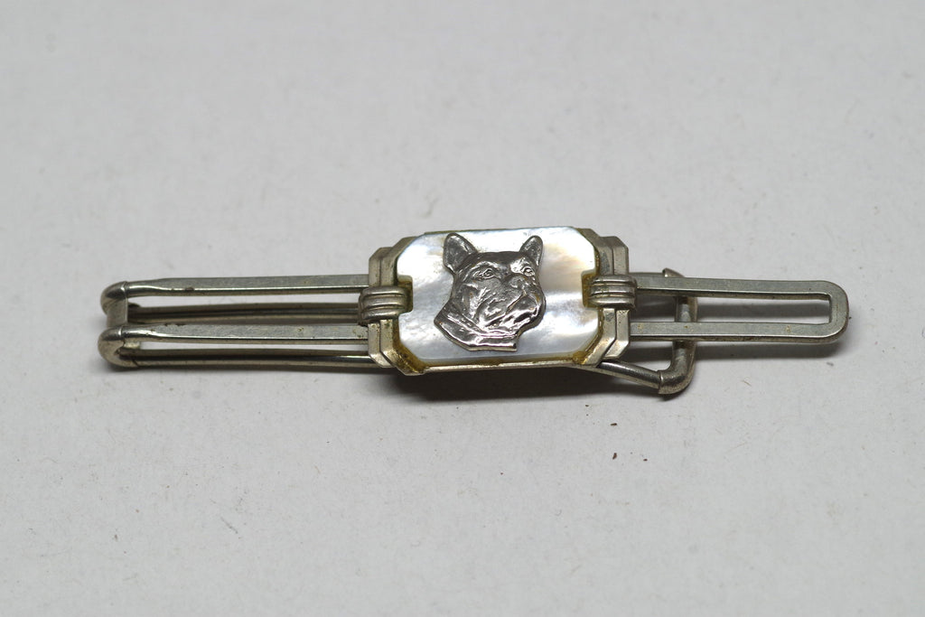 Beautiful Mother of Pearl French Bulldog Tie Bar