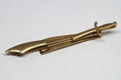 Vintage Split Sword Gilted Tie Bar