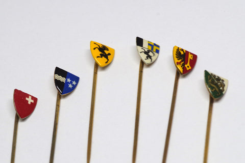 Vintage Swiss Cantons Shield Stick Pins