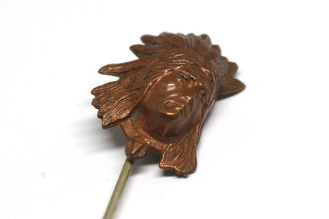 Beautiful Copper Native American Head Stick Pin