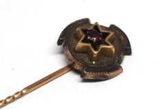 Vintage Star of David Gold on Silver Garnet Stick Pins