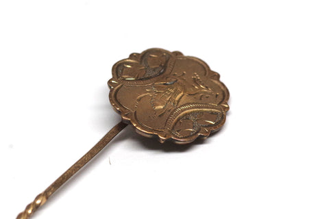 Stunning Vintage 16kt Gold Floral Engraved Stick Pin