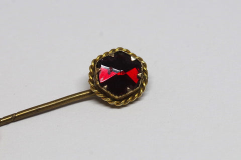 Vintage 20kt Gold and Ruby Hexagonal Stick Pin