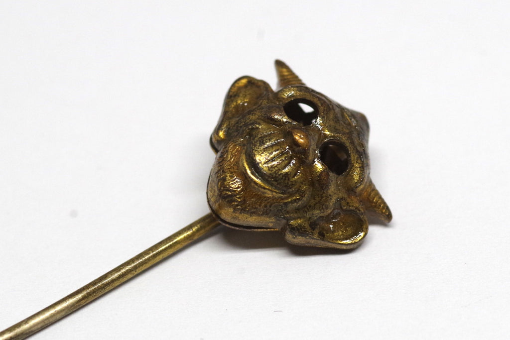 Vintage Brass Imp's Face Stick Pin