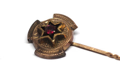 Vintage Star of David Gold on Silver Garnet Stick Pins