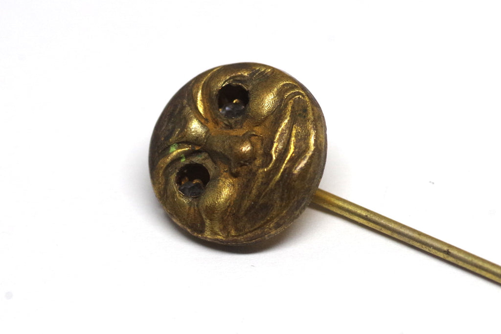 Vintage Brass Smirking "Man in the Moon" Stick Pin