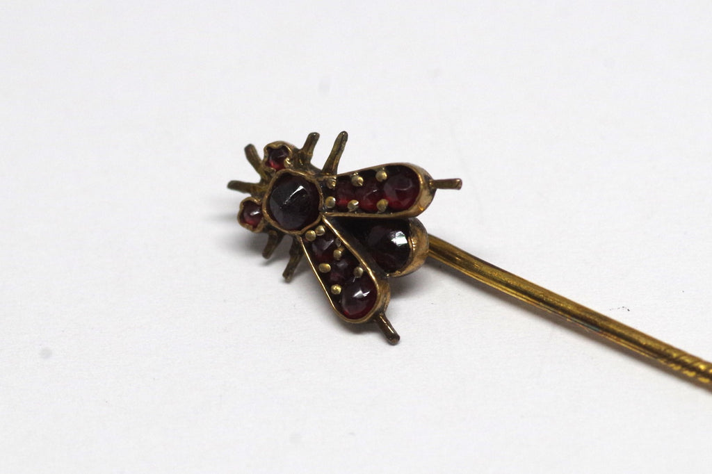 Victorian Red Gilt Bug Stick Pin