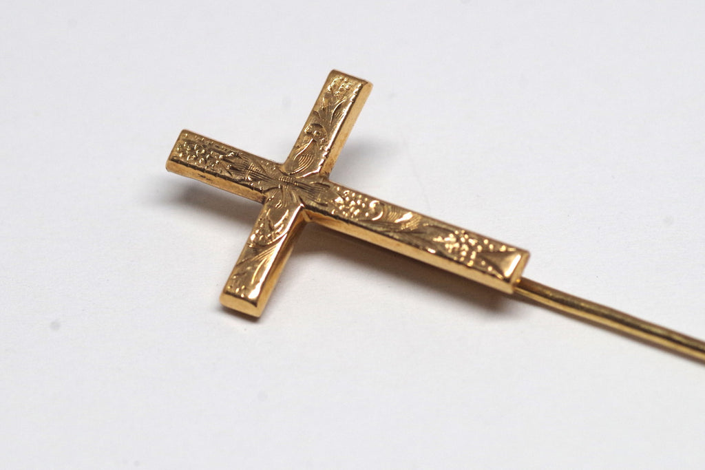 Stunning 16kt Gold Cross Stick Pin