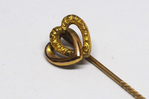 Sweet Vintage Gilted Hearts Stick Pin