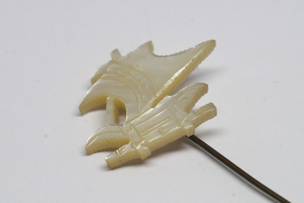 Vintage Shining Mother of Pearl Sailboat Stick Pin