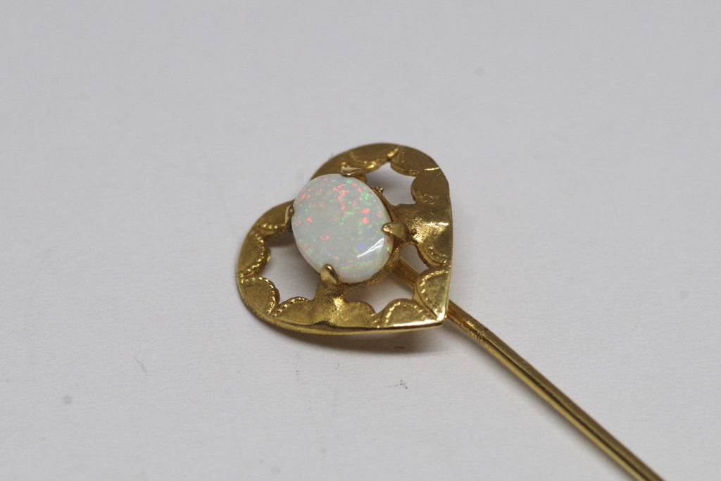 Vintage Gilted Opal Heart Stick Pin