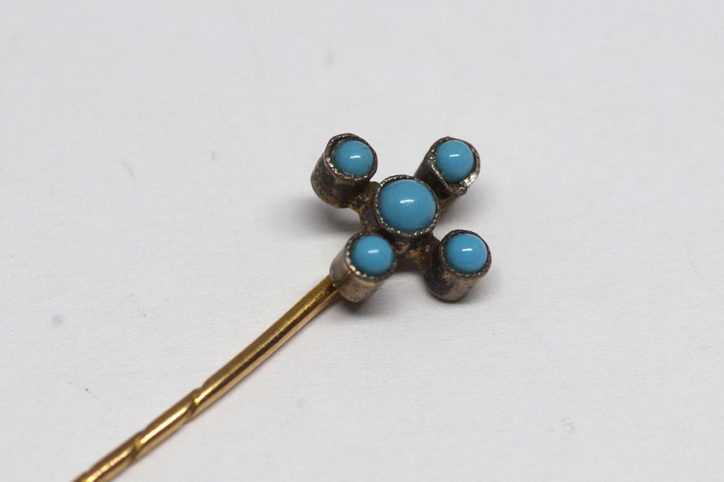 Vintage Silver and Turquoise Cross Stick Pin