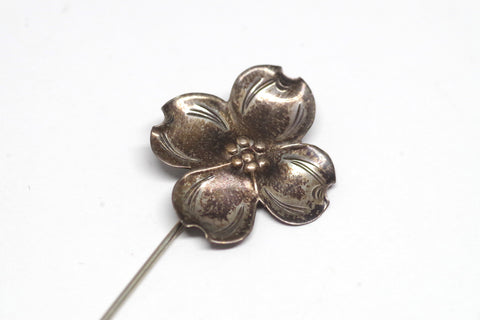 Vintage Metal Four Leaf Clover Stick Pin