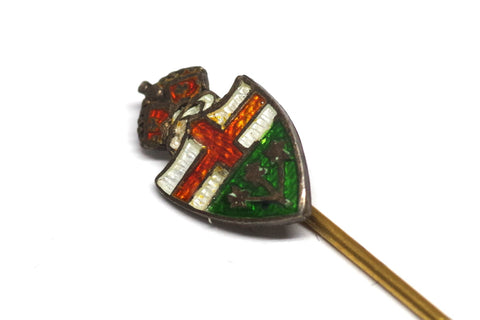 Vintage Sterling Silver and Enamel Ontario Coat of Arms Stick Pin