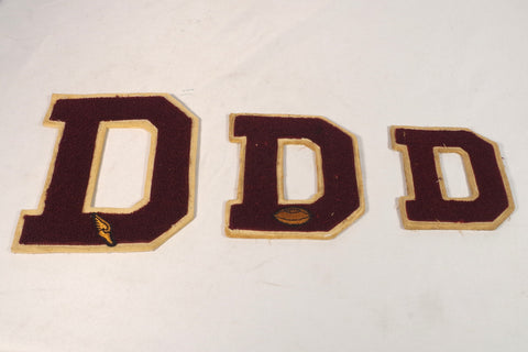 1960s Varsity "D" Maroon Letterman Football Patches