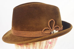 Authentic Austrian Brown Habig Tyrolean Hat - 7 1/4