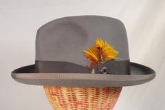 Spectacular Borsalino Feathered Gray Homburg - Sz 7 3/8