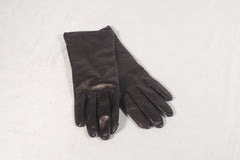 Elegant Black Cashmere-Lined Women's Leather Gloves - Sz 7 1/2