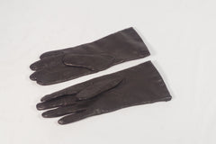 Elegant Black Cashmere-Lined Women's Leather Gloves - Sz 7 1/2