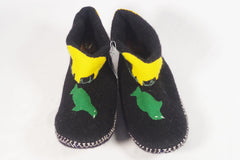 Native American Felted Wool Bear Moccasin Slippers - Sz Women's ~10 / Men's ~8