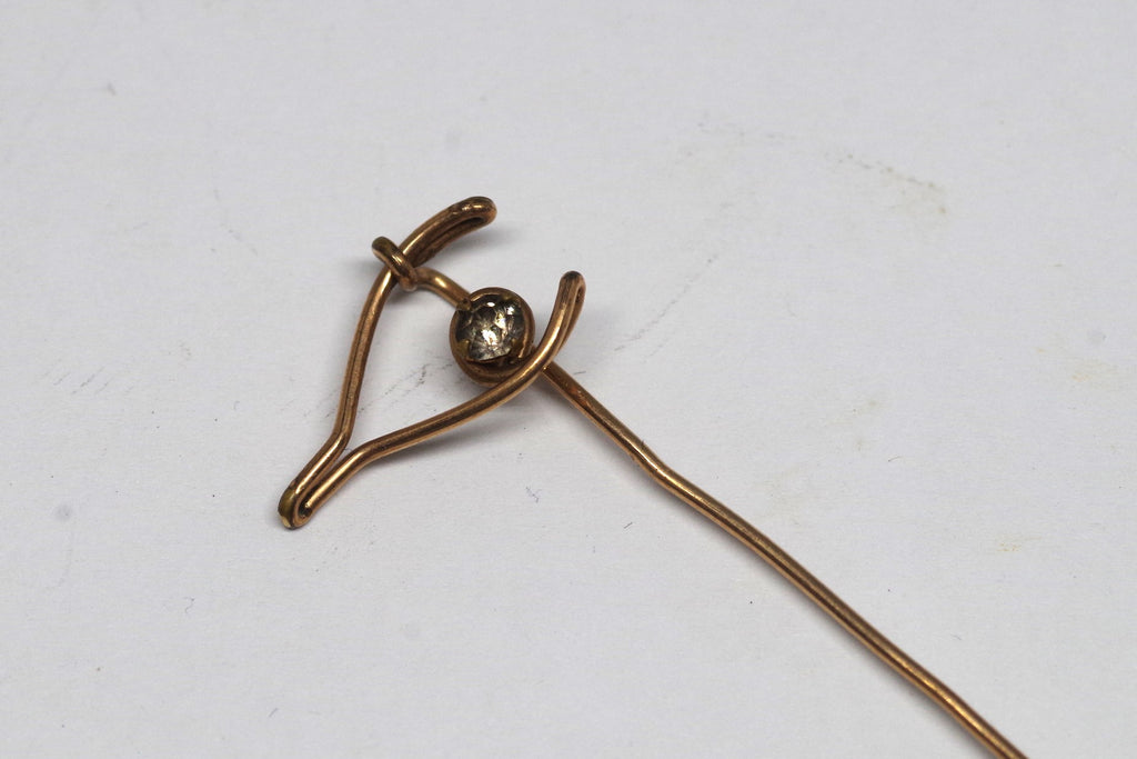 Classic Gilted Wishbone and Gemstone Stick Pin