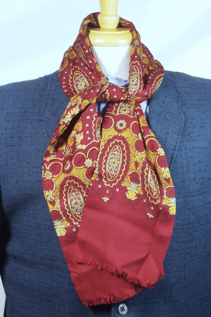 Elegant Maroon Patterned Silk Scarf