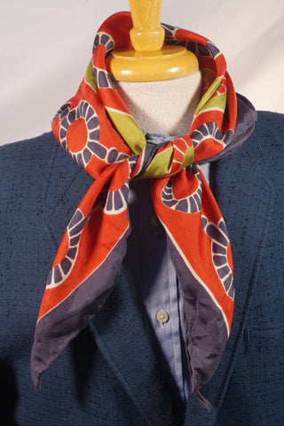 Vibrant Wheel Patterned Silk Square Scarf