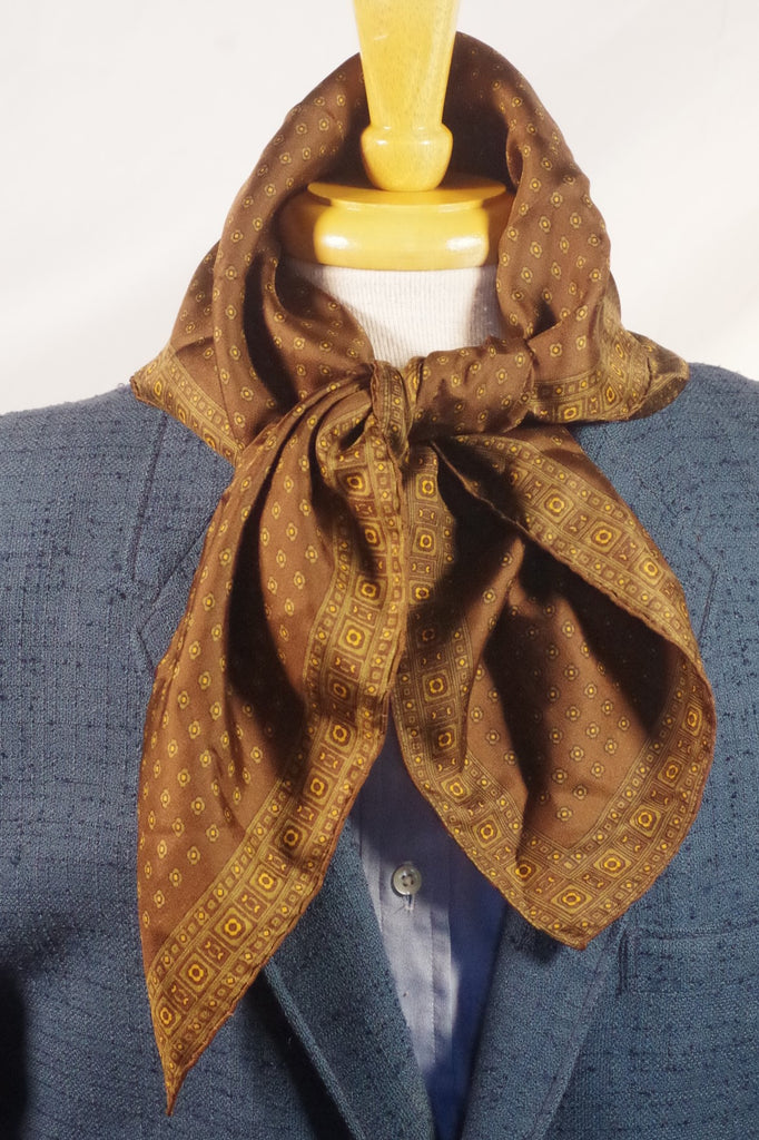 Gorgeous Brown Dotted Square Silk Scarf