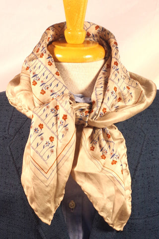 Sweet Italian Wildflower Patterned Silk Square Scarf