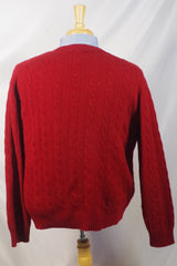 Brooks Brothers Cable-Knit Red Merino Wool-Cashmere Sweater - Sz L