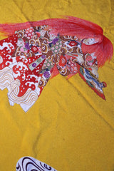 Incredible Yellow Japanese Dancer Silk Square Scarf