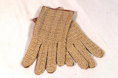 Amazing Vintage Knit and Leather Driving Gloves - Sz 7.2