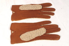 Amazing Vintage Knit and Leather Driving Gloves - Sz 7.2