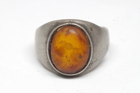 Classic Silver and Amber Oval Ring