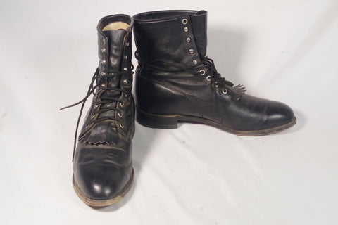 Incredible Vintage Justin Black Leather Boots - Size 13E