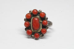 Stunning Red Coral & Silver Ring