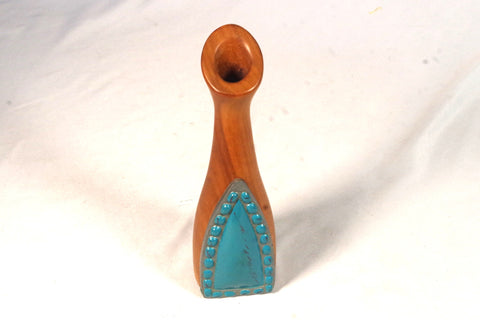 1970s Wood and Ceramic Bud Vase