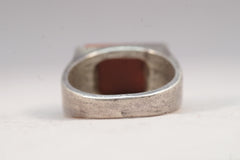 Umber Orange Modernist Cylindrical Silver Ring