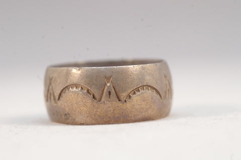 Silver Carved Tipi Ring