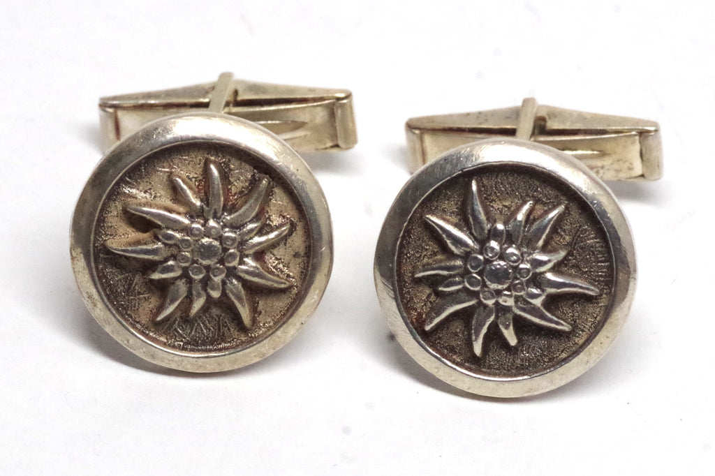 1960s Round Silver Marigold Cufflinks