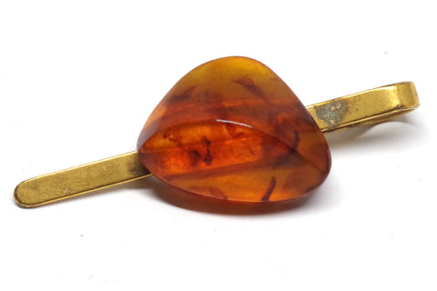 Vintage Baltic 9kt Gold Amber Tie Bar