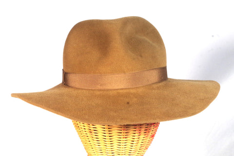 Vintage Borsalino Sandy Brown Felt Hat - Sz 6 7/8