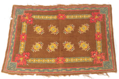 Antique Turn of the Century Patterned Tobacco Rugs