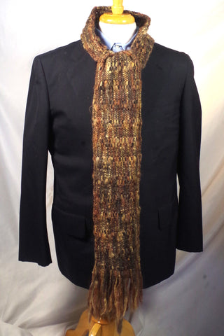 Incredible Long Brown Handwoven Mohair Scarf
