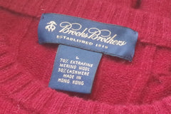 Brooks Brothers Cable-Knit Red Merino Wool-Cashmere Sweater - Sz L