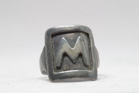 Sterling Silver M (or W) Signet Ring
