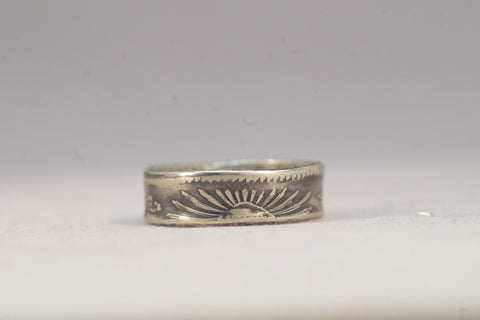 Mexican Sunrise Silver Coin Ring