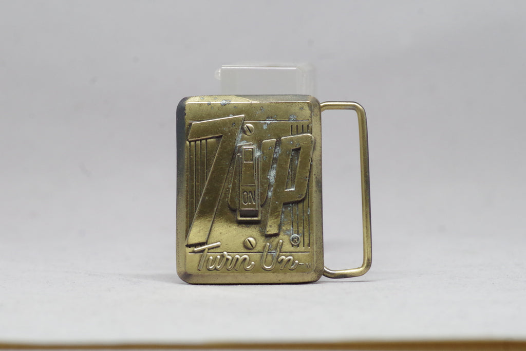 Vintage 7-Up Light Switch Brass Belt Buckle