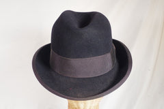 Vintage Brabant Black Homburg Hat - Sz 7 1/8